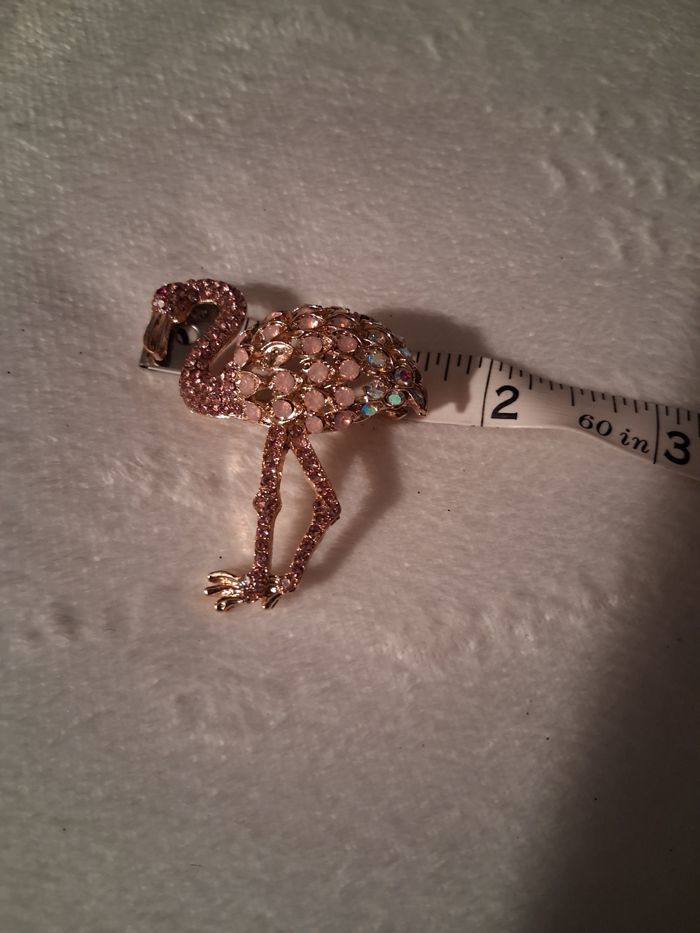 Rhinestone Flamingo Brooch - Pink Crystal Accent